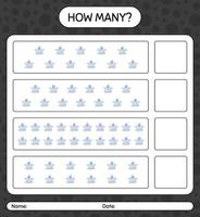 How many counting game with ghost. worksheet for preschool kids, kids activity sheet vector