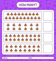 How many counting game with jack o' lantern. worksheet for preschool kids, kids activity sheet vector