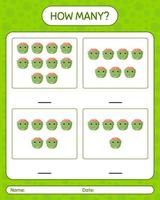 How many counting game with frankenstein. worksheet for preschool kids, kids activity sheet vector