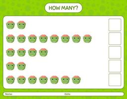 How many counting game with frankenstein. worksheet for preschool kids, kids activity sheet vector