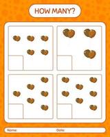 How many counting game with balloon. worksheet for preschool kids, kids activity sheet vector