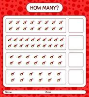 How many counting game with eyeball. worksheet for preschool kids, kids activity sheet vector