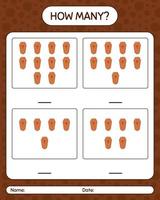 How many counting game with coffin. worksheet for preschool kids, kids activity sheet vector