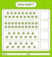 How many counting game with frankenstein. worksheet for preschool kids, kids activity sheet vector