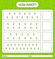 How many counting game with zombie's hand. worksheet for preschool kids, kids activity sheet vector