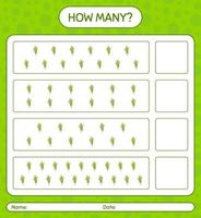 How many counting game with zombie's hand. worksheet for preschool kids, kids activity sheet vector