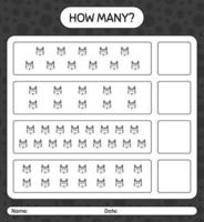 How many counting game with wolf. worksheet for preschool kids, kids activity sheet vector