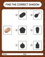 Find the correct shadows game with coffin. worksheet for preschool kids, kids activity sheet vector