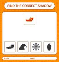 Find the correct shadows game with santa's sleigh. worksheet for preschool kids, kids activity sheet vector