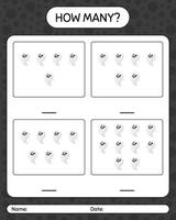 How many counting game with ghost. worksheet for preschool kids, kids activity sheet vector