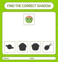 Find the correct shadows game with frankenstein. worksheet for preschool kids, kids activity sheet vector