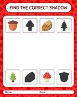 Find the correct shadows game with christmas icon. worksheet for preschool kids, kids activity sheet vector