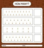 How many counting game with broom. worksheet for preschool kids, kids activity sheet vector