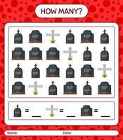 How many counting game with halloween icon. worksheet for preschool kids, kids activity sheet vector