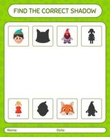 encuentra el juego de sombras correcto con el icono de navidad. hoja de trabajo para niños en edad preescolar, hoja de actividades para niños vector