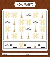 How many counting game with halloween icon. worksheet for preschool kids, kids activity sheet vector