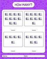 How many counting game with tombstone. worksheet for preschool kids, kids activity sheet vector