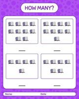 How many counting game with tombstone. worksheet for preschool kids, kids activity sheet vector