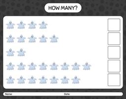 How many counting game with ghost. worksheet for preschool kids, kids activity sheet vector