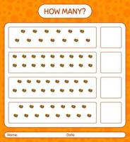 How many counting game with balloon. worksheet for preschool kids, kids activity sheet vector