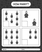 How many counting game with grim reaper. worksheet for preschool kids, kids activity sheet vector