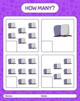 How many counting game with tombstone. worksheet for preschool kids, kids activity sheet vector