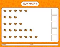 How many counting game with balloon. worksheet for preschool kids, kids activity sheet vector
