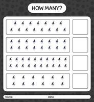 How many counting game with skull. worksheet for preschool kids, kids activity sheet vector