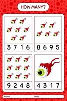 How many counting game with eyeball. worksheet for preschool kids, kids activity sheet