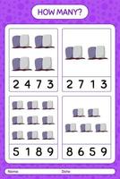 How many counting game with tombstone. worksheet for preschool kids, kids activity sheet vector