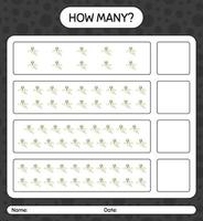 How many counting game with ghost. worksheet for preschool kids, kids activity sheet vector