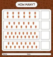 How many counting game with coffin. worksheet for preschool kids, kids activity sheet vector