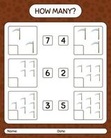 How many counting game with scythe. worksheet for preschool kids, kids activity sheet vector