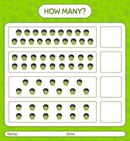 How many counting game with zombie. worksheet for preschool kids, kids activity sheet vector