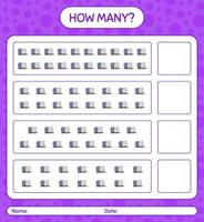 How many counting game with tombstone. worksheet for preschool kids, kids activity sheet vector