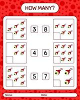 How many counting game with eyeball. worksheet for preschool kids, kids activity sheet vector