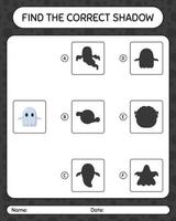 Find the correct shadows game with ghost. worksheet for preschool kids, kids activity sheet vector