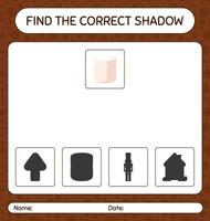 Find the correct shadows game with marshmallow. worksheet for preschool kids, kids activity sheet vector