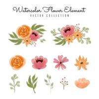 Water Flower bouquet and element vector illustration collection