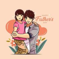 Happy Father's Day. a daughter who dances with her father vector illustration pro download