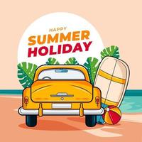 Summer vacation concept background. travel item on the beach vector illustration free download