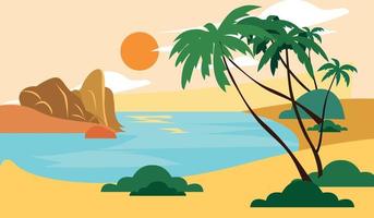 Beach with palm trees, vector