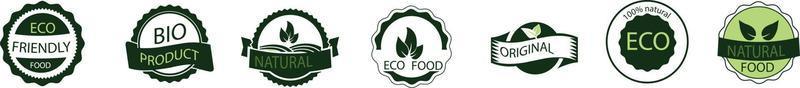 Organic natural bio labels set icon, healthy foods badges, fresh eco vegetarian food  stock vector