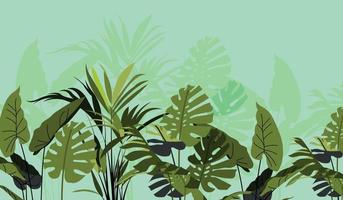 Seamless pattern with tropical leaf vector Illustration, Summer batik style