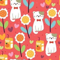 seamless pattern wallpaper cartoon cat and plant vector