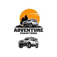 set of pick up truck adventure logo design vector
