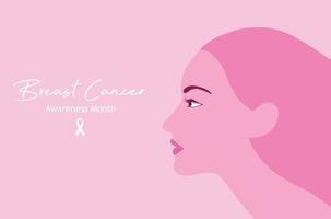 Breast cancer awareness for love and support. Beautiful young women wearing face mask with pink ribbon brooch vector illustration. Breast cancer concept background