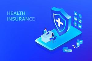 Health Insurance concept. Woman make health insurance to protect from life and health accident. Health and life insurance policy, healthcare concept vector