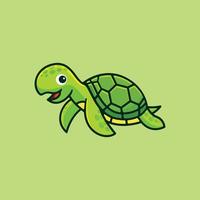 a happy cute sea turtle cartoon character illustration