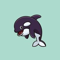 cute orca whale cartoon character illustration vector